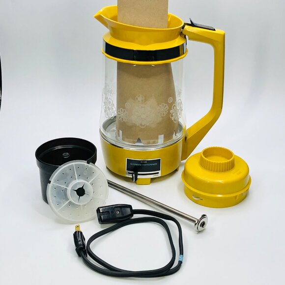 Vintage 70s SEARS ROEBUCK Golden Yellow Automatic Coffeemaker: 10 cup Percolator - Picture 2 of 16